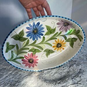 Laurie Gates 2000 Floral Oval Serving Platter - Multicolor Flowers